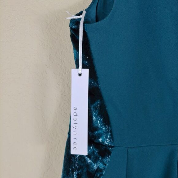 Adelyn Rae green wide leg jumpsuit velvet side stripes sleeveless size Small - Picture 6 of 11